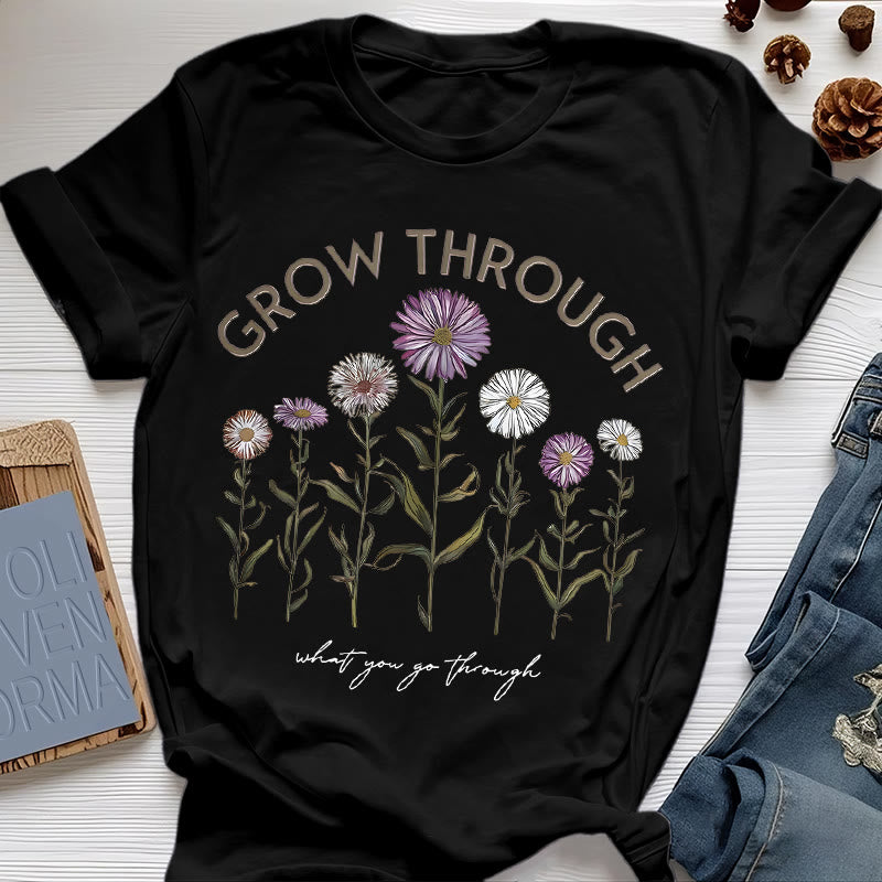 Olivenorma Grow Through Floral Graphic T-Shirt - Black - 2XL - image 6