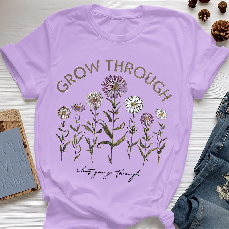 Olivenorma Grow Through Floral Graphic T-Shirt - Purple - 2XL - image 14