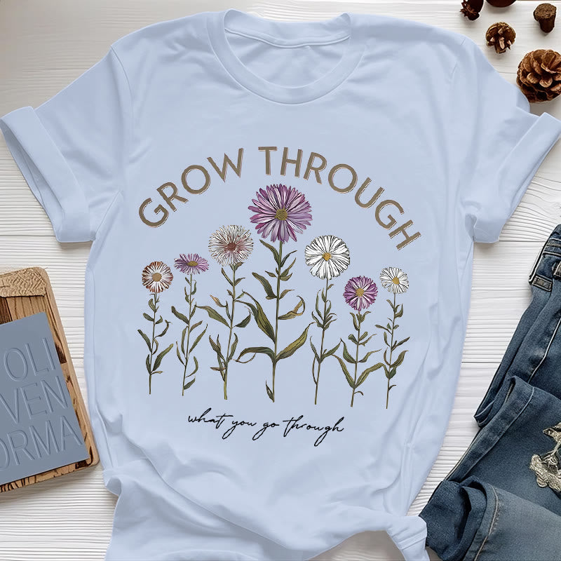 Olivenorma Grow Through Floral Graphic T-Shirt - Blue - 2XL - image 10