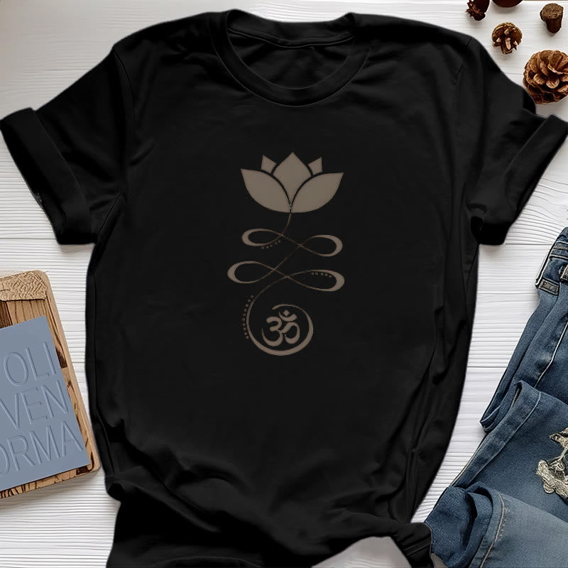 Olivenorma Yoga Lotus Flower Om Symbol T-Shirt - Black - 2XL - image 6