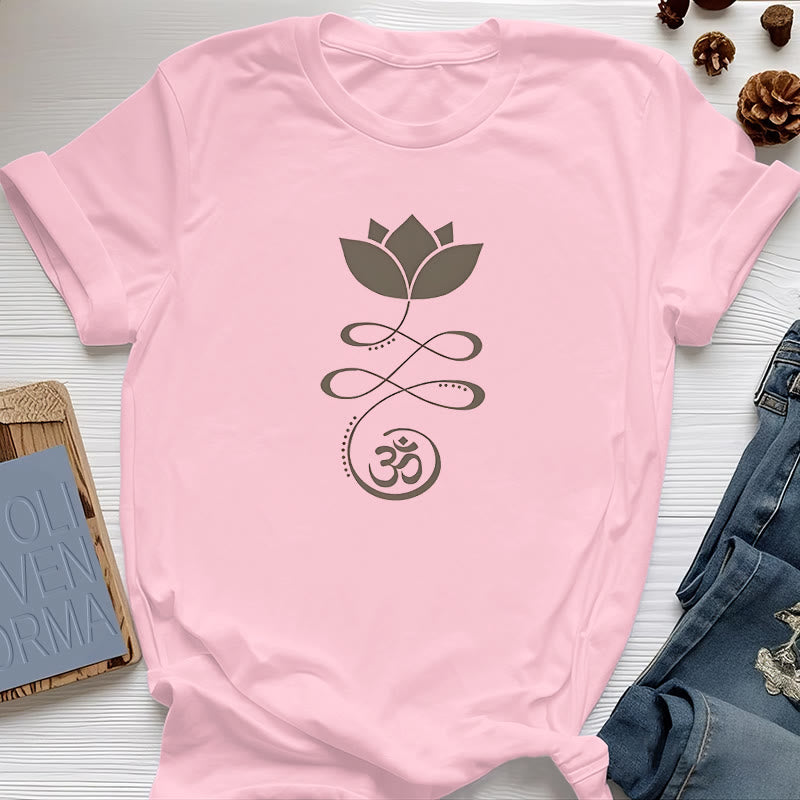 Olivenorma Yoga Lotus Flower Om Symbol T-Shirt - Pink - 2XL - image 0
