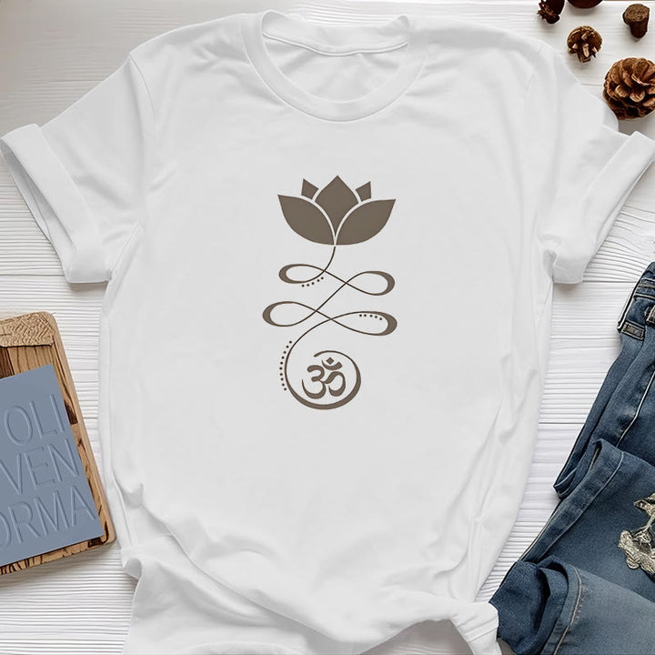 Olivenorma Yoga Lotus Flower Om Symbol T-Shirt - White - 2XL - image 4