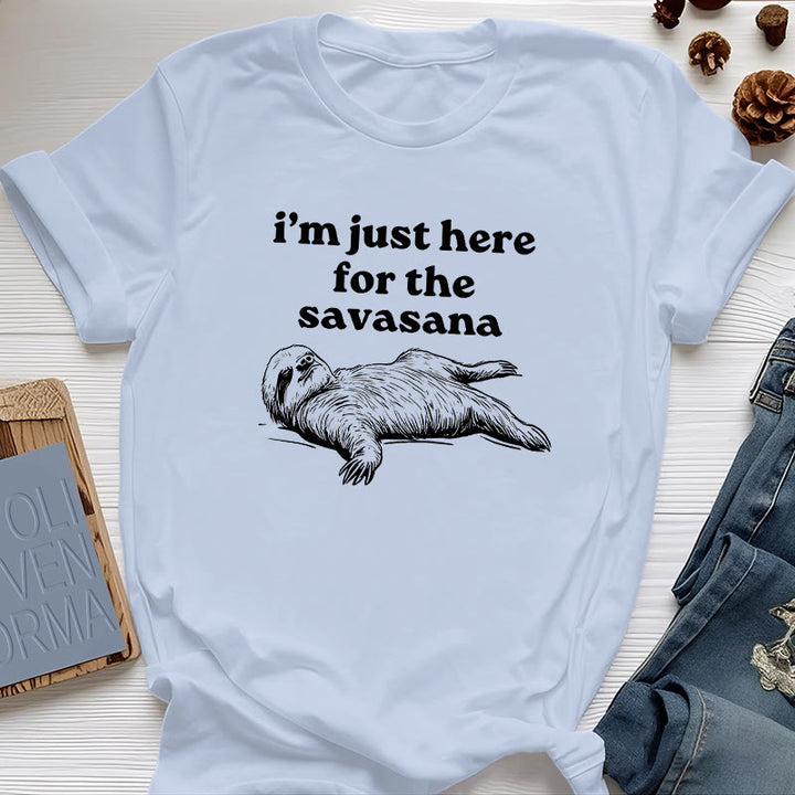 Olivenorma Sloth Yoga I'm Just Here for Savasana T-Shirt - Blue - 2XL - image 15