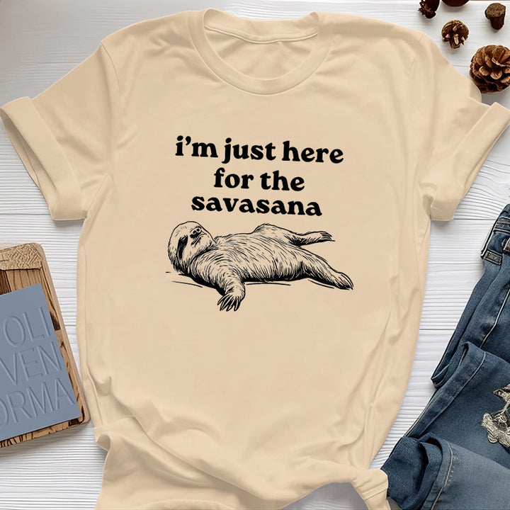 Olivenorma Sloth Yoga I'm Just Here for Savasana T-Shirt - Yellow - 2XL - image 13