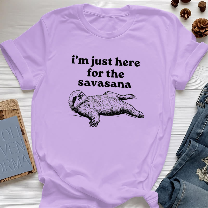 Olivenorma Sloth Yoga I'm Just Here for Savasana T-Shirt - Purple - 2XL - image 19