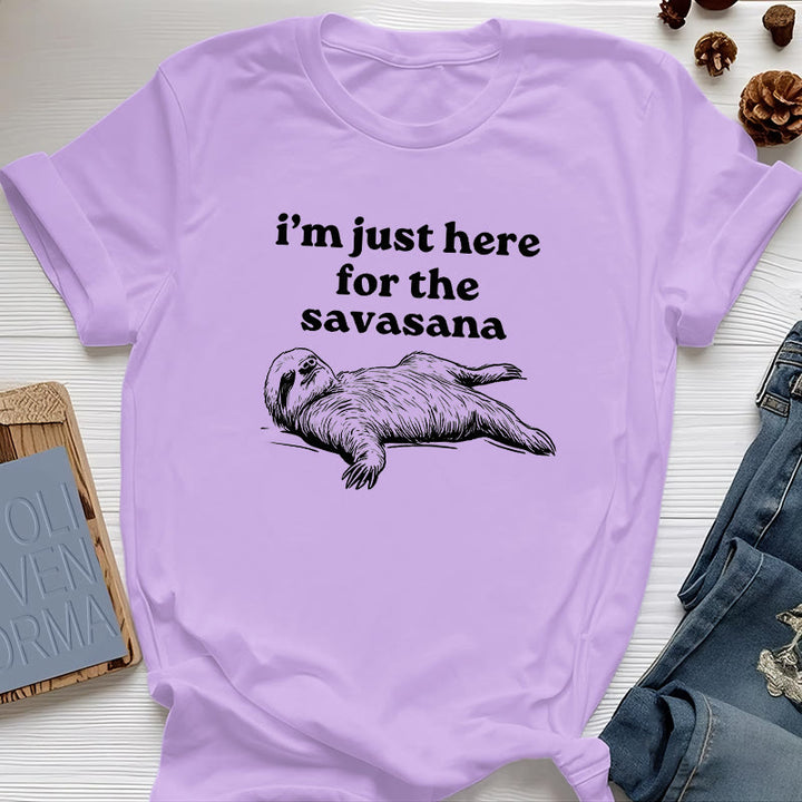 Olivenorma Sloth Yoga I'm Just Here for Savasana T-Shirt - Purple - 2XL - image 19