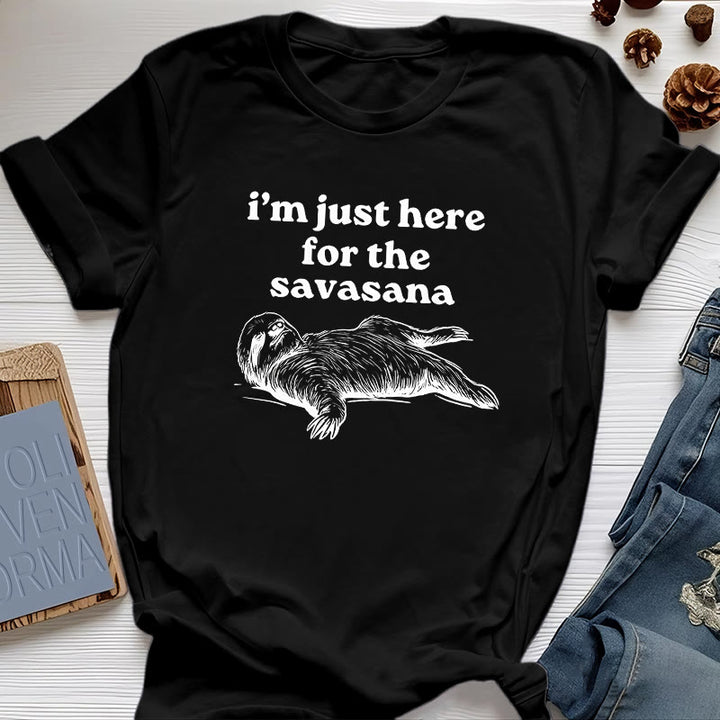 Olivenorma Sloth Yoga I'm Just Here for Savasana T-Shirt - Black - 2XL - image 9