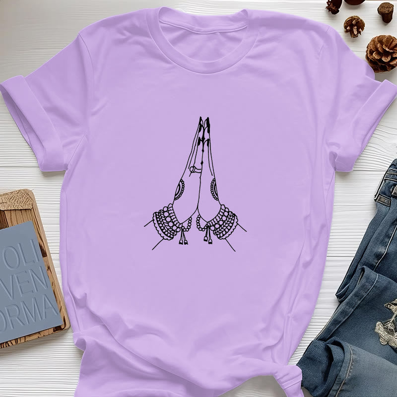 Olivenorma Meditation Namaste Yoga T-Shirt - Purple - 2XL - image 15