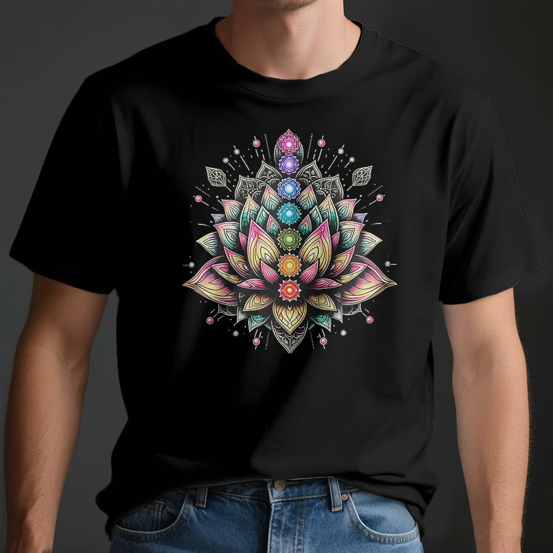 Olivenorma Chakra Lotus Flower Yoga Meditation T-Shirt - image 3