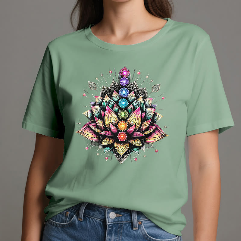 Olivenorma Chakra Lotus Flower Yoga Meditation T-Shirt - image 18