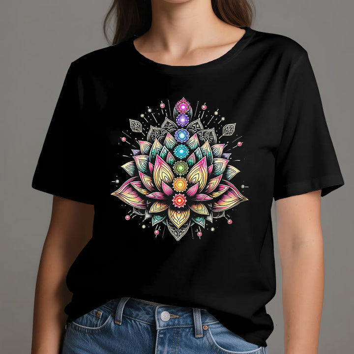 Olivenorma Chakra Lotus Flower Yoga Meditation T-Shirt - image 1