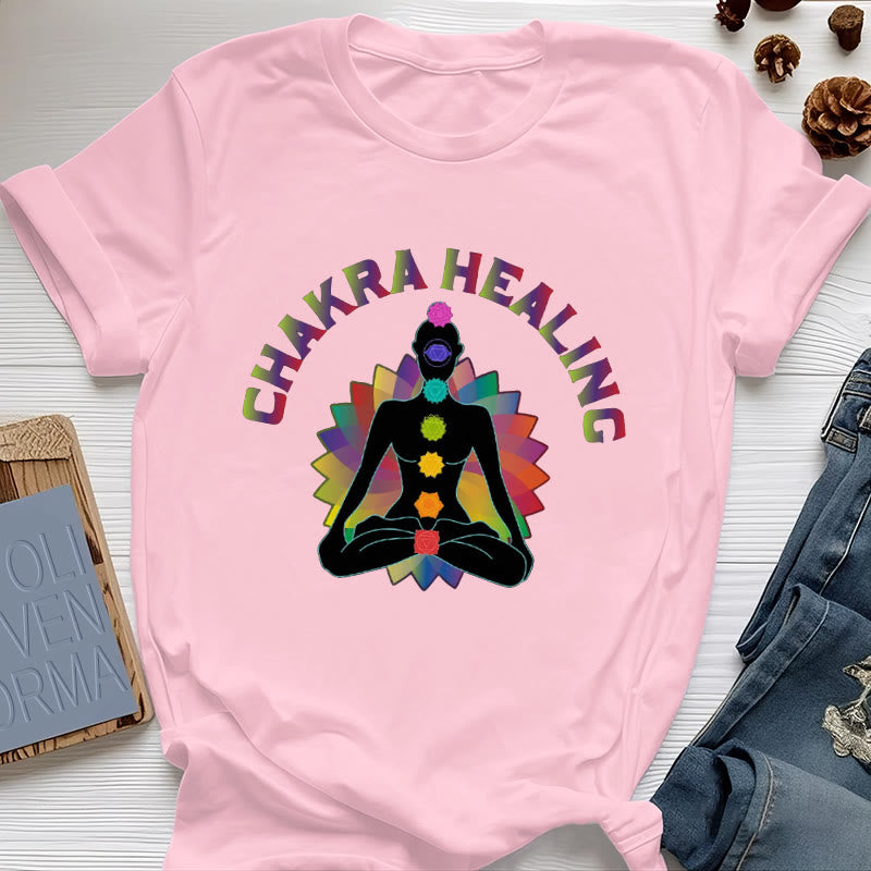 Olivenorma Chakra Healing Reiki Yoga Meditation T-Shirt - Pink - 2XL - image 13