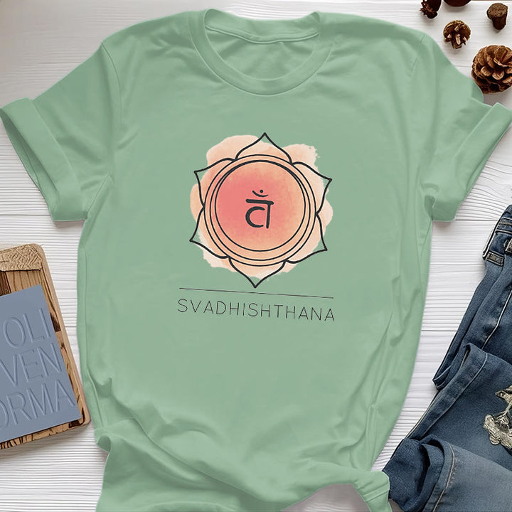 Olivenorma Orange Sacral Chakra Yoga T-Shirt - Light Green - image 17