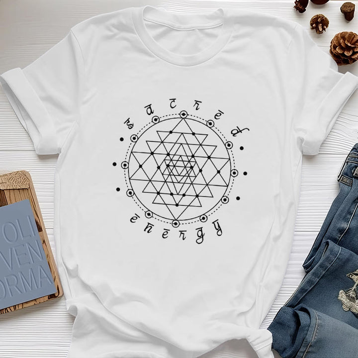 Olivenorma Sacred Energy Sri Yantra Spiritual T-Shirt - White - 2XL - image 0