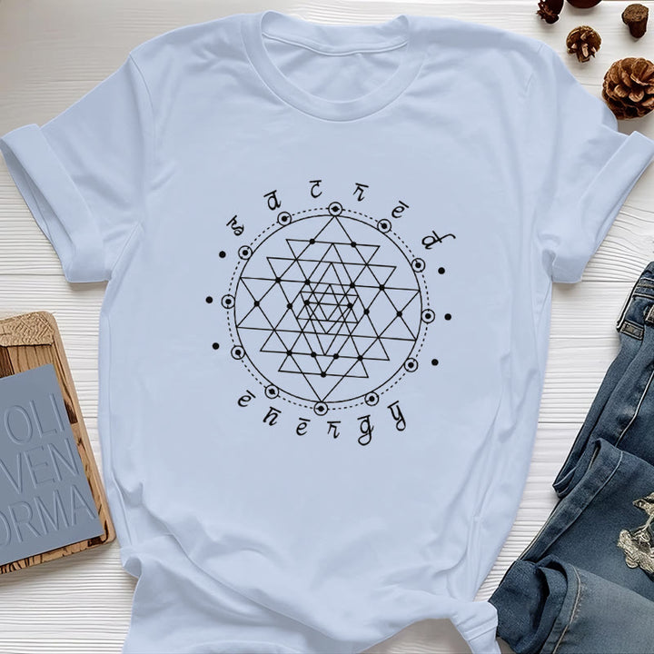 Olivenorma Sacred Energy Sri Yantra Spiritual T-Shirt - Blue - 2XL - image 11