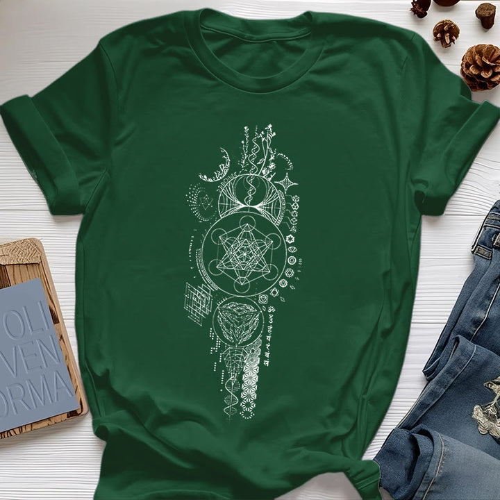 Olivenorma Flower Of Life Sacred Geometry T-Shirt - Dark Green - 2XL - image 19