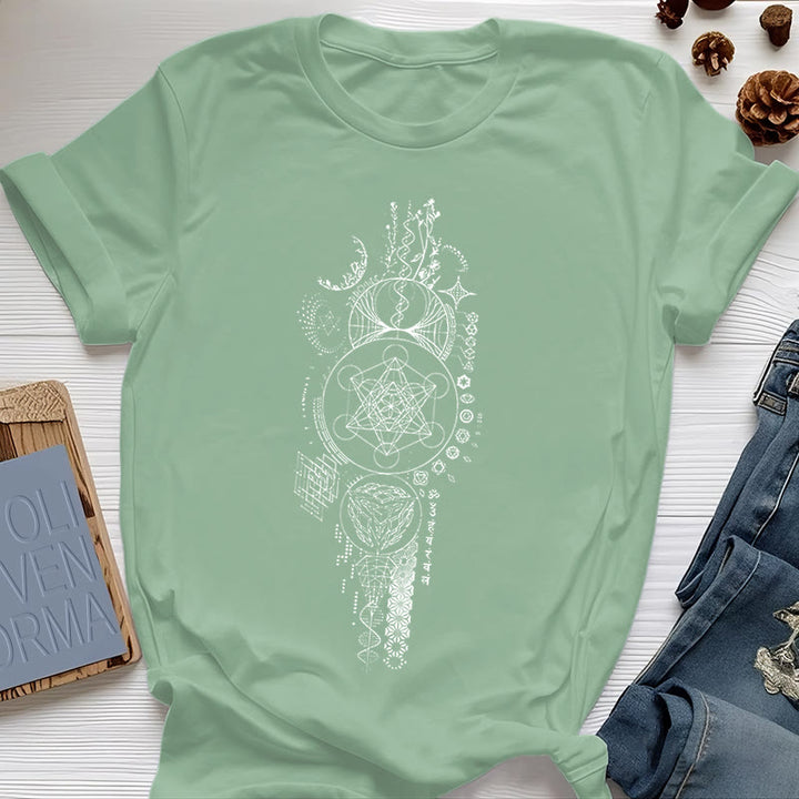 Olivenorma Flower Of Life Sacred Geometry T-Shirt - Light Green - 2XL - image 17