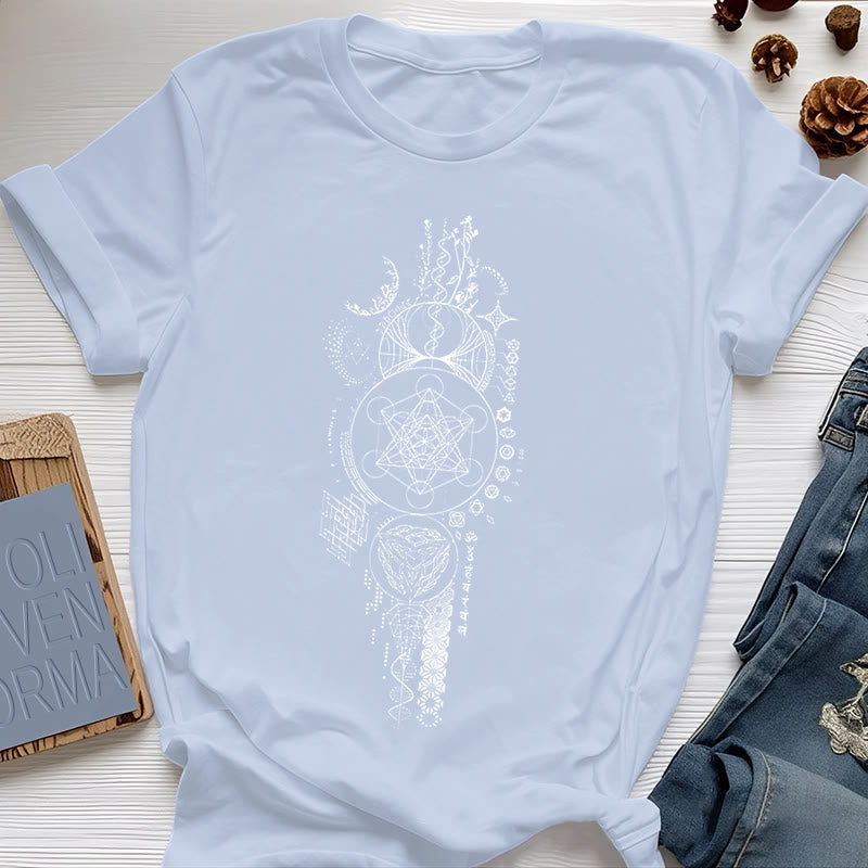 Olivenorma Flower Of Life Sacred Geometry T-Shirt - Blue - 2XL - image 11