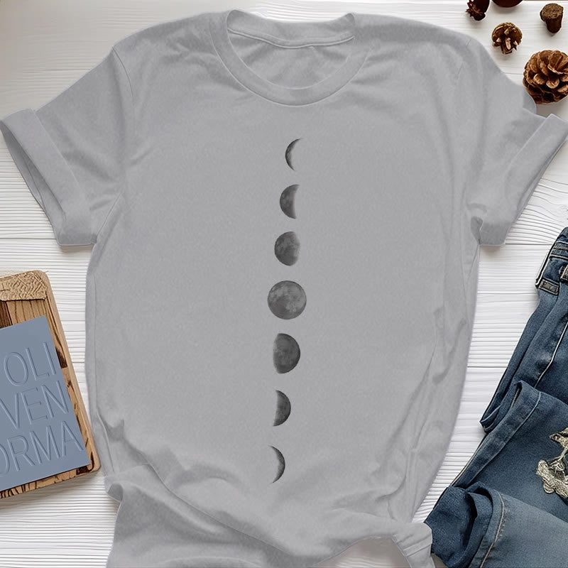 Olivenorma Moon Phase Print Yoga Meditation T-Shirt - Gray - 2XL - image 7
