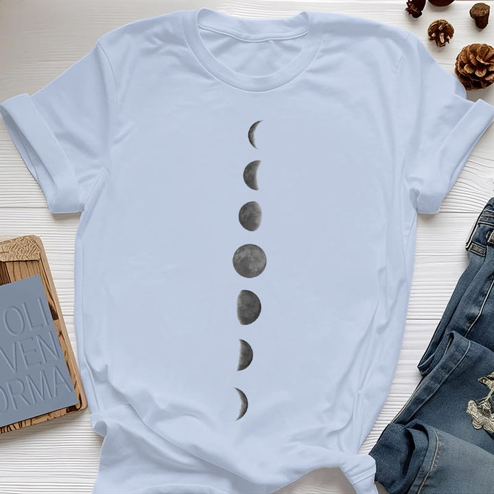Olivenorma Moon Phase Print Yoga Meditation T-Shirt - Blue - 2XL - image 11