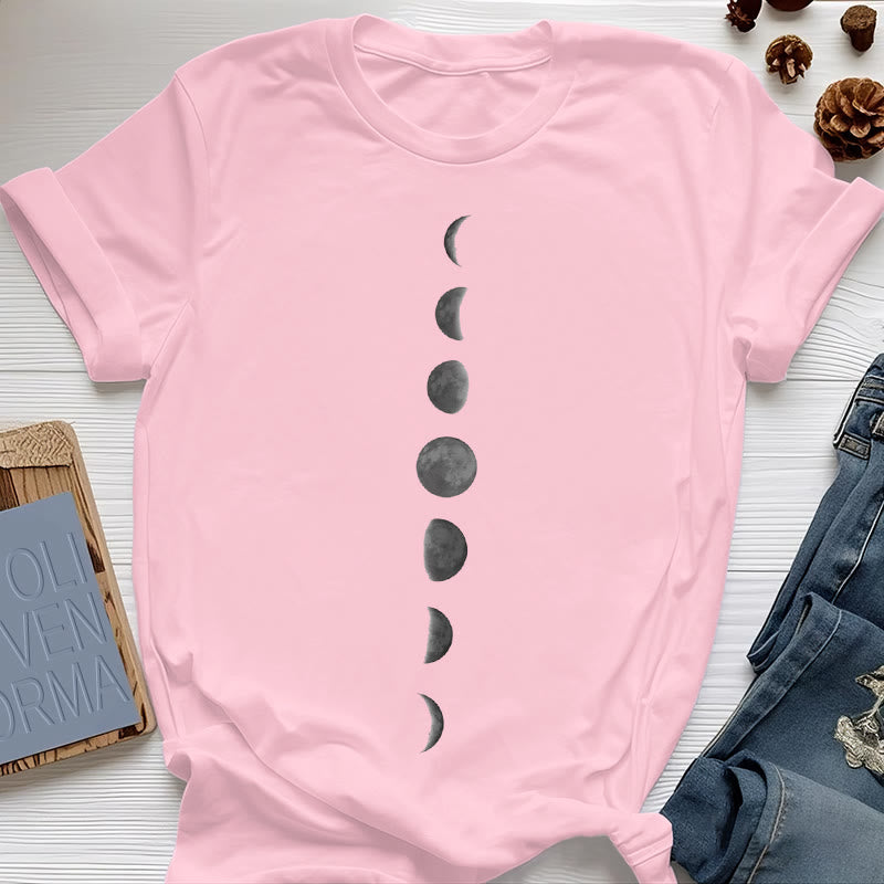 Olivenorma Moon Phase Print Yoga Meditation T-Shirt - Pink - 2XL - image 13