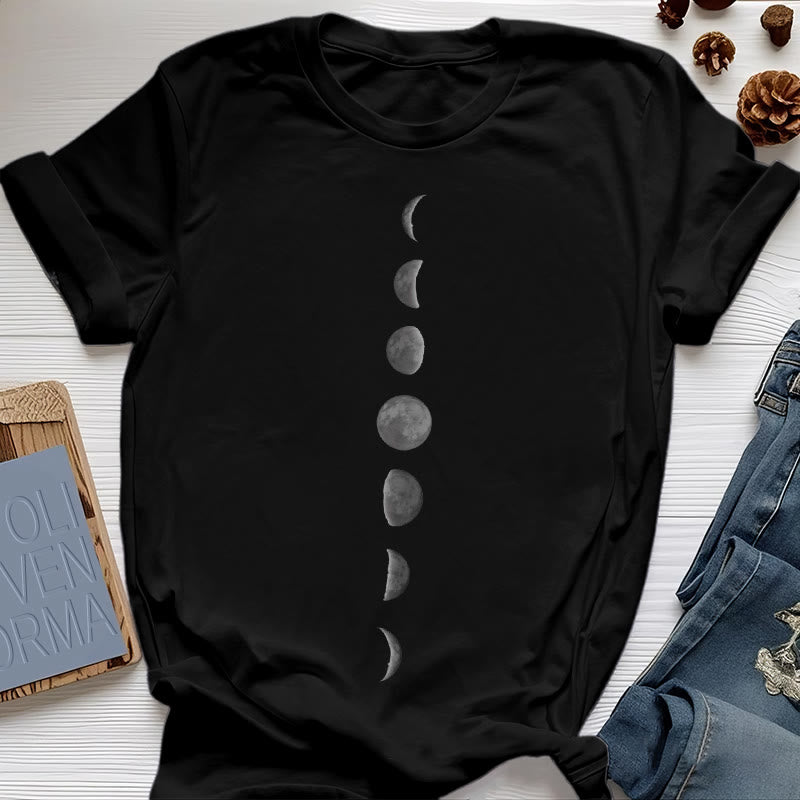 Olivenorma Moon Phase Print Yoga Meditation T-Shirt - Black - 2XL - image 5