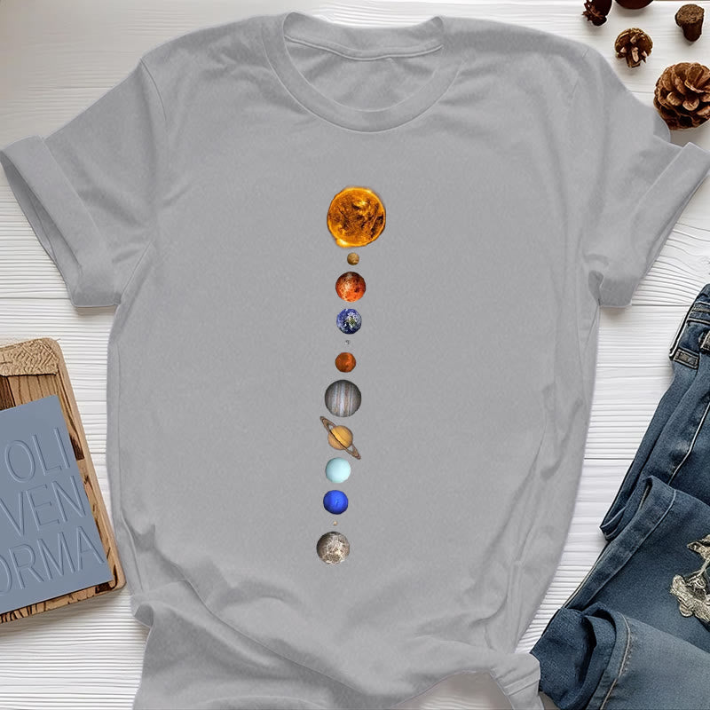 Olivenorma Solar System Galaxy Array Print T-Shirt - Gray - 2XL - image 7