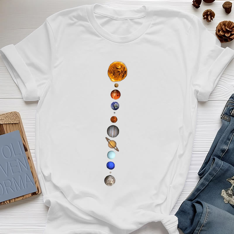 Olivenorma Solar System Galaxy Array Print T-Shirt - White - 2XL - image 5