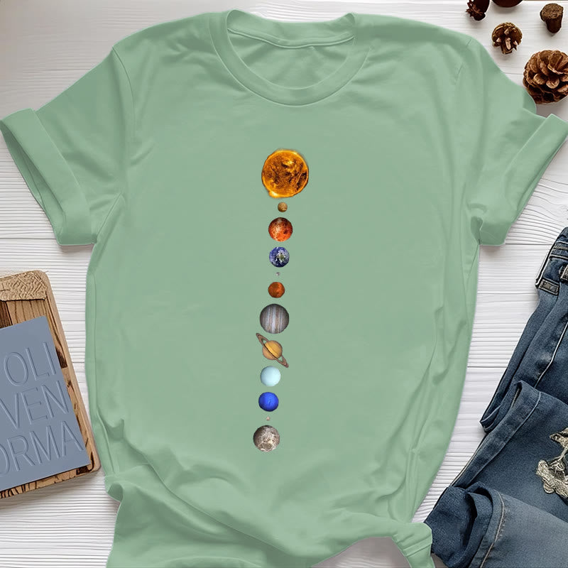 Olivenorma Solar System Galaxy Array Print T-Shirt - Light Green - 2XL - image 17