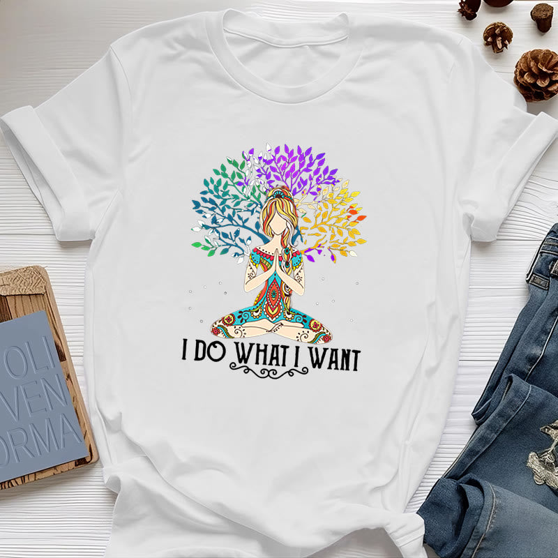 Olivenorma "I Do What I Want" Yoga Meditation T-Shirt - White - 2XL - image 5