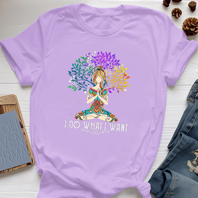 Olivenorma "I Do What I Want" Yoga Meditation T-Shirt - Purple - 2XL - image 15