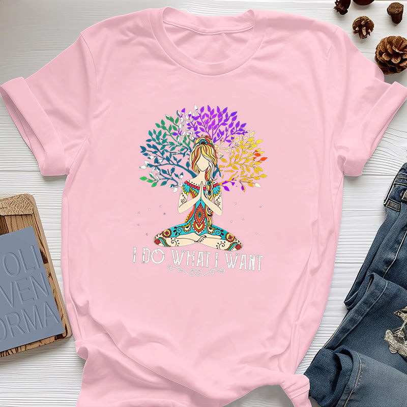 Olivenorma "I Do What I Want" Yoga Meditation T-Shirt - Pink - 2XL - image 13