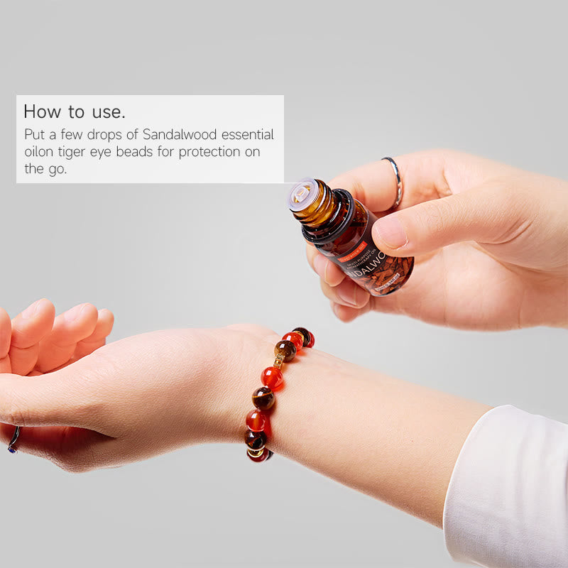 Olivenorma "​Lucky Clover" Tiger Eye & Red Agate Fortunate Essential Oil Bracelet - image 2