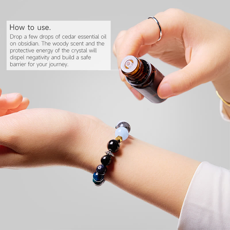 Olivenorma "Midnight Sky​" Obsidian Healing Essential Oil Bracelet - image 2