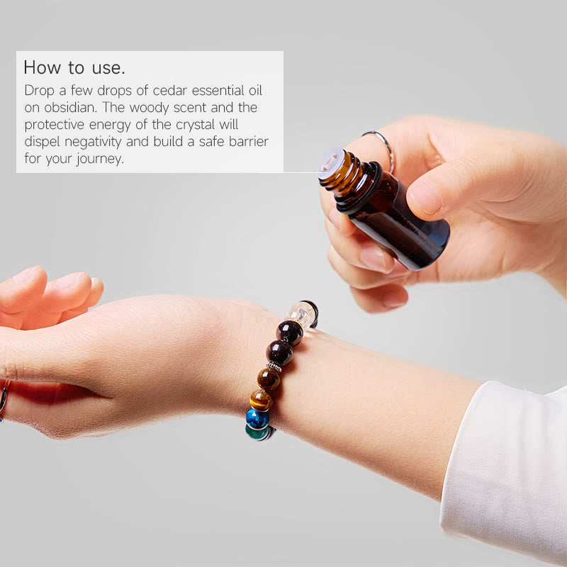 Olivenorma "Deep Palette" Clear Crystal Hematite Cleansing Essential Oil Bracelet - image 2