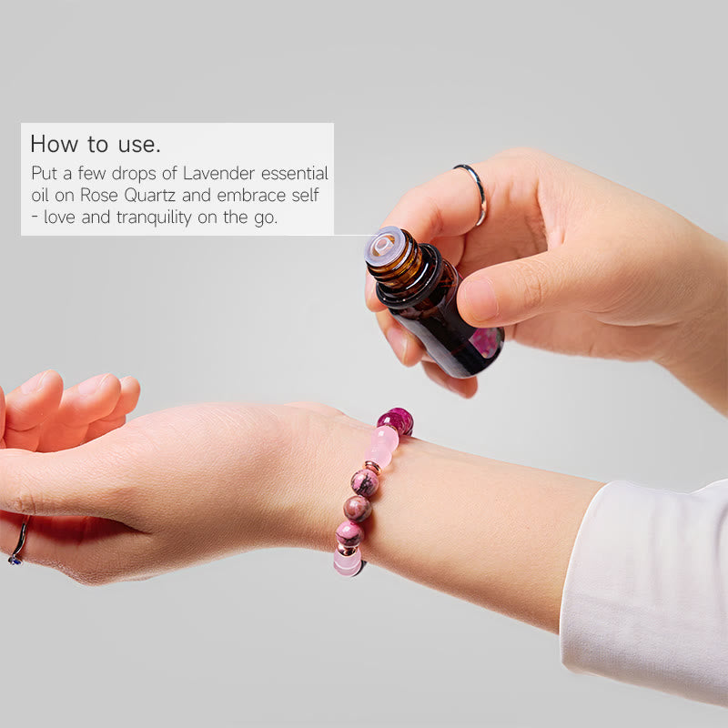 Olivenorma "​​Woodland Bloom​​" Rose Quartz Tranquility Essential Oil Bracelet - image 2