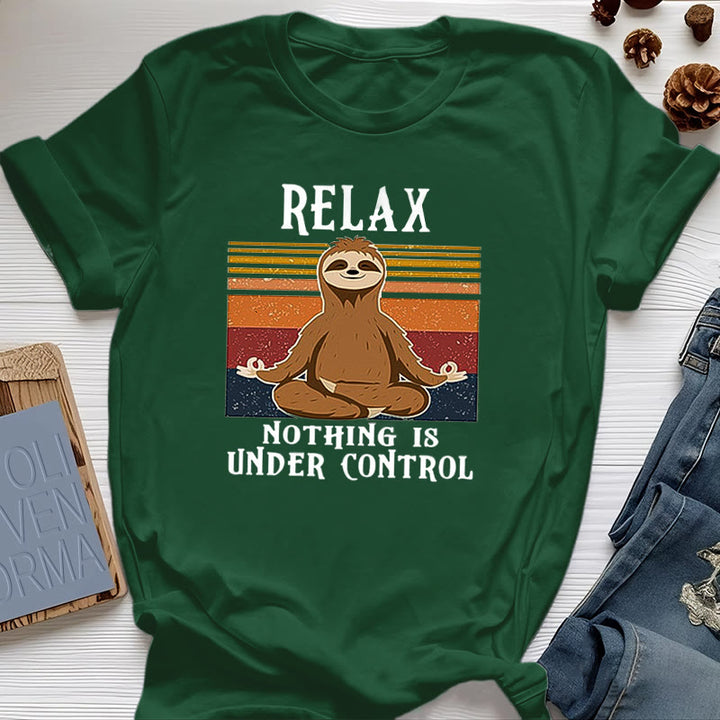 Olivenorma Relaxed Sloth Retro Cotton T-Shirt - Dark Green - 2XL - image 19
