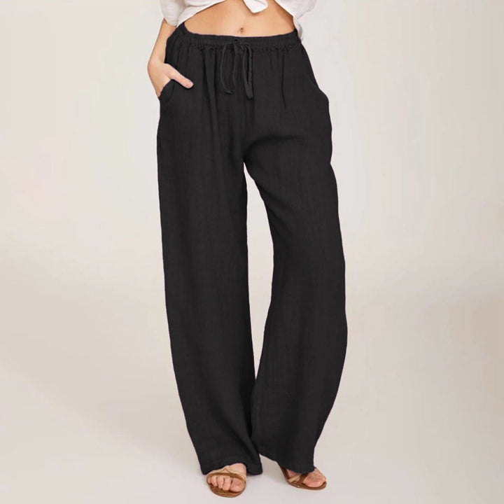 Olivenorma Women's Cotton Linen Wide Leg Pants - Black - 3XL - image 3