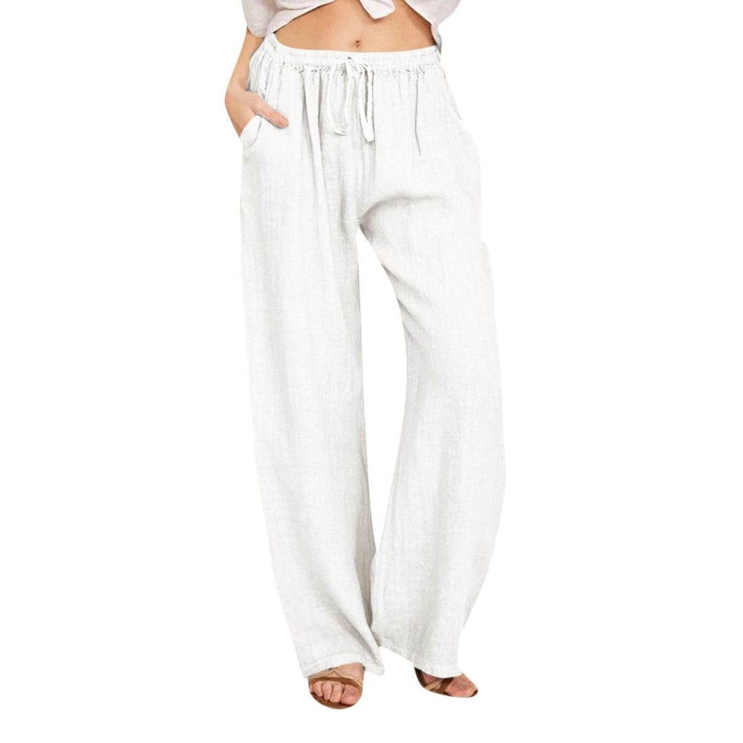 Olivenorma Women's Cotton Linen Wide Leg Pants - White - 3XL - image 13