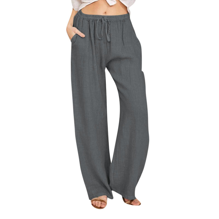 Olivenorma Women's Cotton Linen Wide Leg Pants - Dark Gray - 3XL - image 23