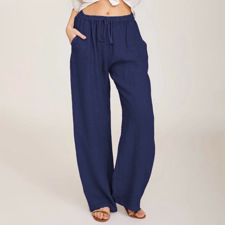 Olivenorma Women's Cotton Linen Wide Leg Pants - Navy Blue - 3XL - image 18