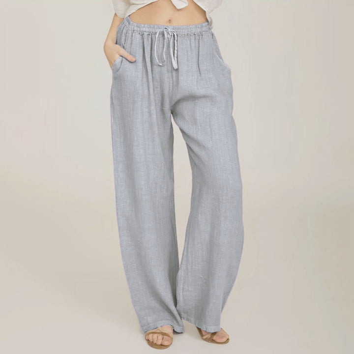 Olivenorma Women's Cotton Linen Wide Leg Pants - Light Gray - 3XL - image 8