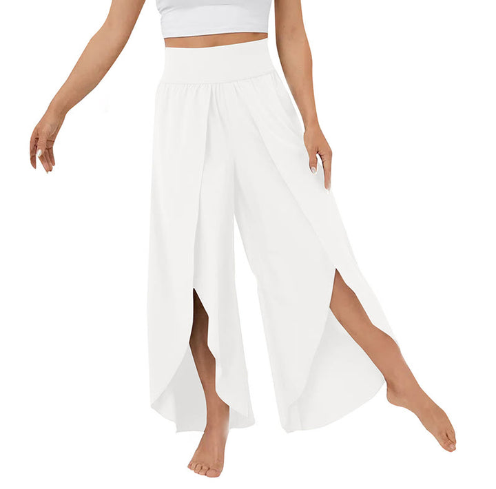 Olivenorma Women's Loose Fit Slit Stretch Flare Leg Elastic Waist Comfortable Flexible Stylish Yoga Pants - White - 3XL - image 25