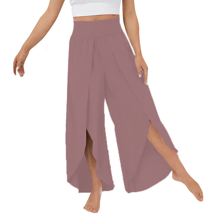 Olivenorma Women's Loose Fit Slit Stretch Flare Leg Elastic Waist Comfortable Flexible Stylish Yoga Pants - Bean Paste - 3XL - image 23