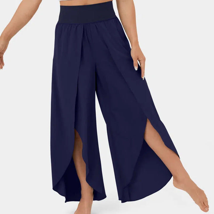 Olivenorma Women's Loose Fit Slit Stretch Flare Leg Elastic Waist Comfortable Flexible Stylish Yoga Pants - Dark Blue - 3XL - image 16