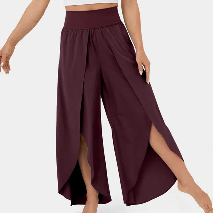 Olivenorma Women's Loose Fit Slit Stretch Flare Leg Elastic Waist Comfortable Flexible Stylish Yoga Pants - Crimson - 3XL - image 13