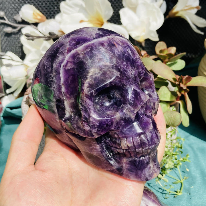 Olivenorma 10cm Natural Dream Amethyst Gemstone Decoration Crystal Skull