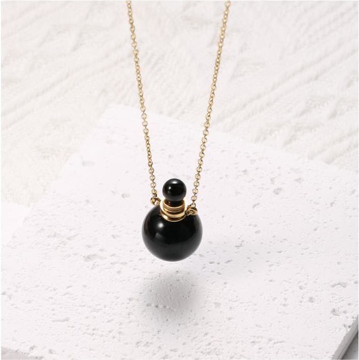 Olivenorma Round Stone Perfume Bottle Pendant Pendants Necklace