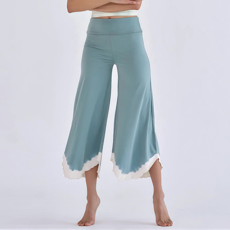 Olivenorma Flowy Cotton Flare Cropped Pants - Light Blue - L - image 4