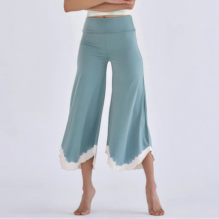 Olivenorma Flowy Cotton Flare Cropped Pants - Light Blue - L - image 4